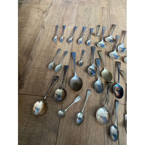 176A - Large quantity of silver plated EPNS & potentially silver stamped spoons