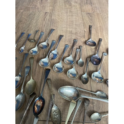 176A - Large quantity of silver plated EPNS & potentially silver stamped spoons