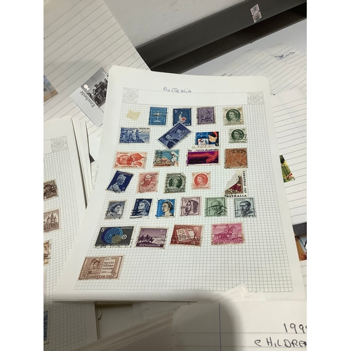 68 - Very large stamp collection - looks to be an amateur collection with stamps split into A4 paper all ... 