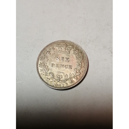 36A - 1881 Victorian sixpence in extremely fine condition