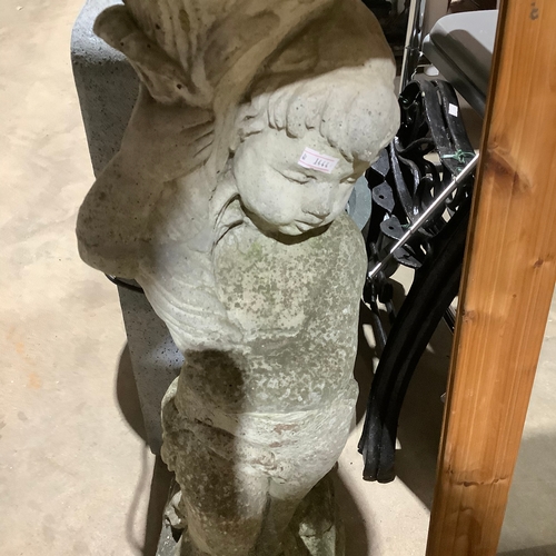 248 - Cherub concrete bird water bath - approx 3 foot tall