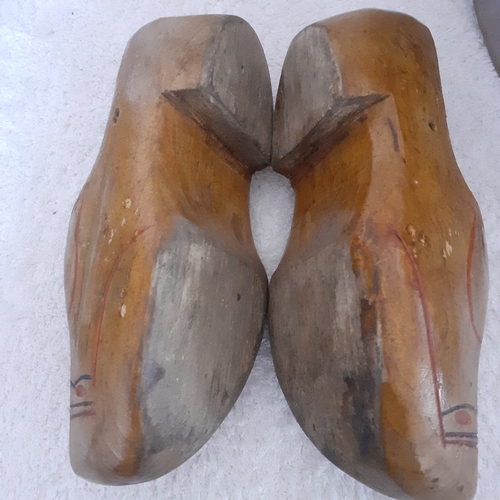 28 - Pair of vintage wooden Dutch clog ornaments.