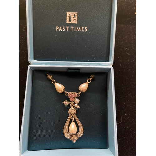 46B - Past times pearl and pink stone necklace