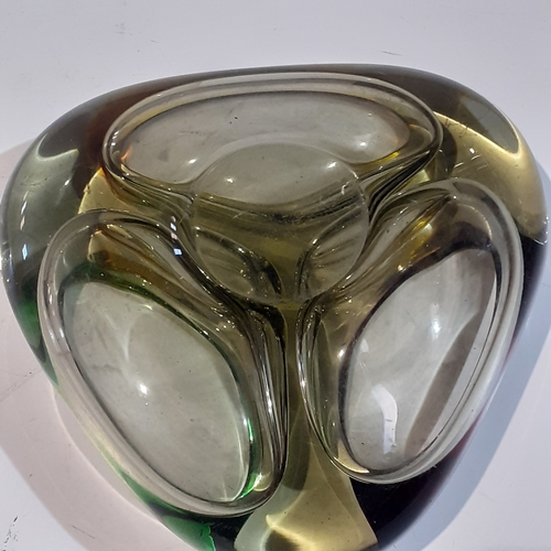 38 - Murano, tri colour art glass pin dish/ashtray. Very good condition