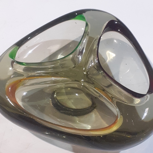 38 - Murano, tri colour art glass pin dish/ashtray. Very good condition