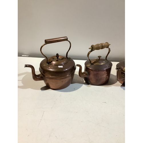 1 - 3 copper & brass kettles