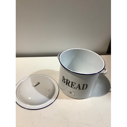 36 - Large 25cm tall white enamel bread bin