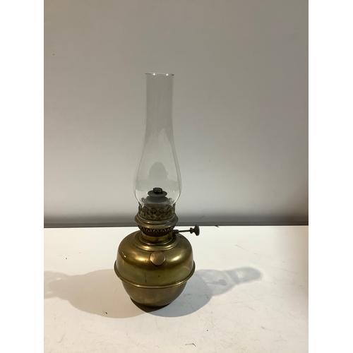 39 - Brass oil lamp with glass chimney