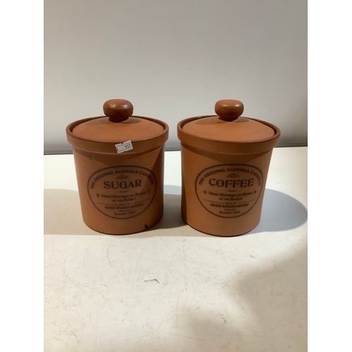 61 - Terracotta sugar & coffee canisters