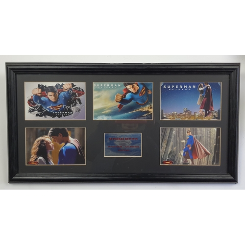 129A - Framed “Superman Returns” with 5 colour prints and metal plaque. Size: 64 cm x 33.5 cm.