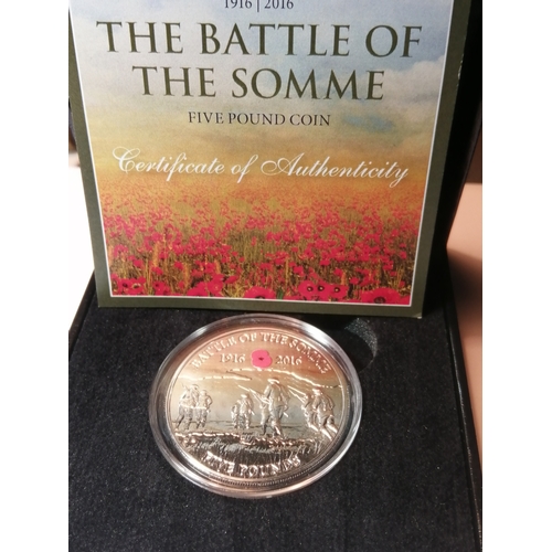 31A - 2016 Battle of the Somme 5 pounds coin in presentation box