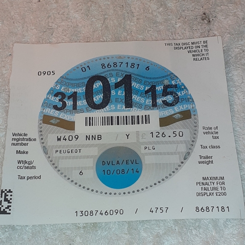 3 - Paper tax disc. Un used. Jan 2015. Good for velologists.