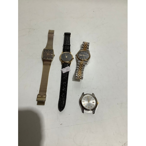 Four watches inc one diamond quartz with one small diamond on watch face