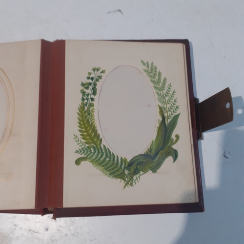 29 - Vintage possibly antique photograph album with individual pages decorated with painted flower border... 