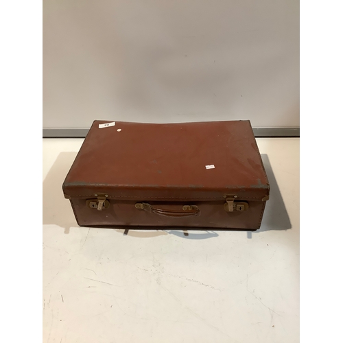 85 - Vintage leather case with contents of magnetic tape