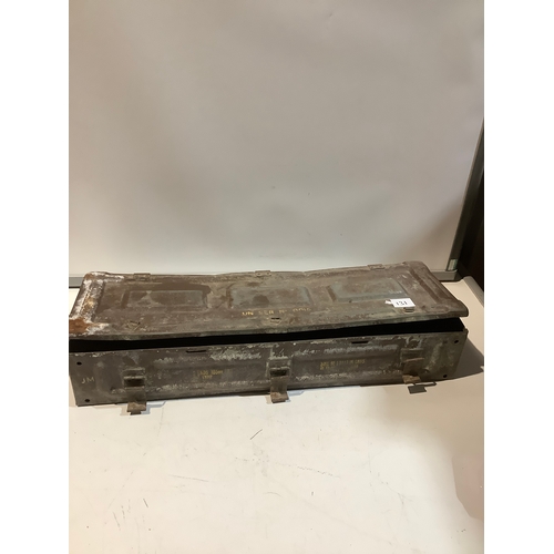 131 - Vintage metal ammo container - states ‘2 rnds 105mm’