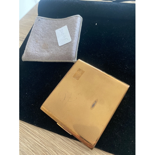 56A - Stratton gold coloured compact with sleeve