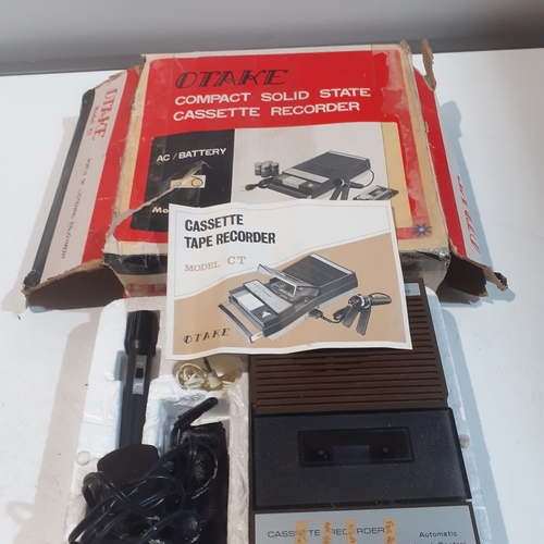 17 - Vintage Otake cassette recorder, original box. Nice condition, working but stop button is stuck.