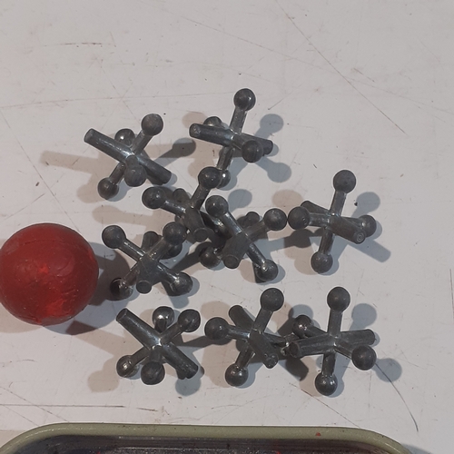 94 - Original vintage steel jacks and ball. Not original tin