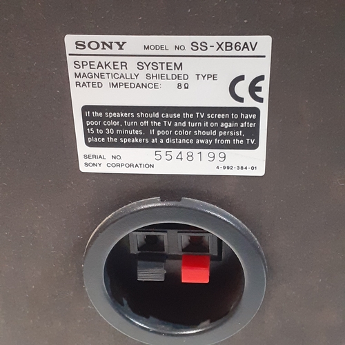 133 - Pair of Sony S.A.W subwoofer floor speakers. Just over 20 inches tall. Working order. Some slight ag... 