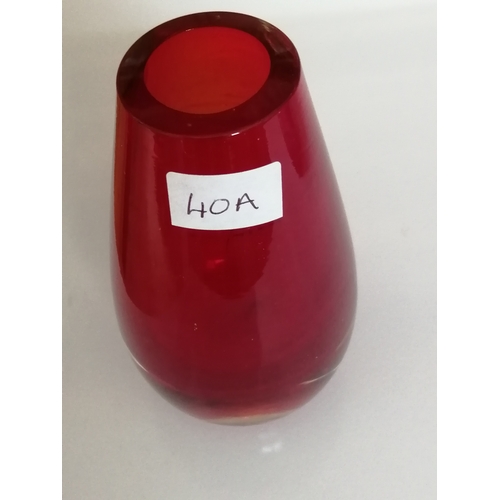 41B - 3 x red glass vases (1 is Murano)