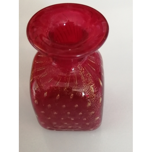 41B - 3 x red glass vases (1 is Murano)