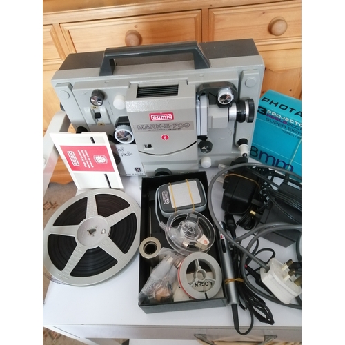 43B - Vintage Eumig Mark-s-709 projector with all leads and numerous accessories in carry case