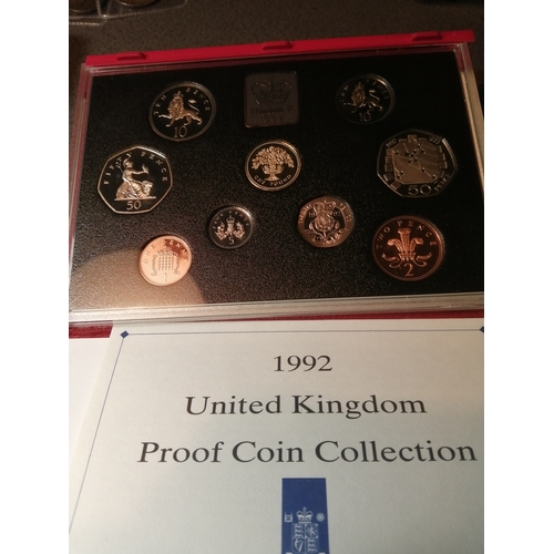 28A - 1992 proof set 1 pound to 1p includes 2 x 50p and the rare Presidency of EU Council with 2 dates (10... 