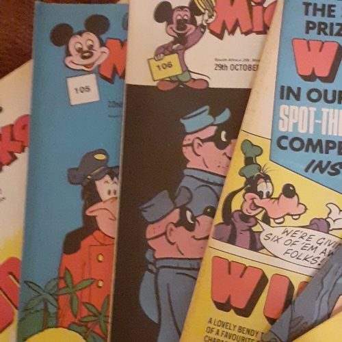 140A - Vintage Mickey Mouse comics 1970s.  Consecutive numbers 101 to 110. 

There may be some hand written... 