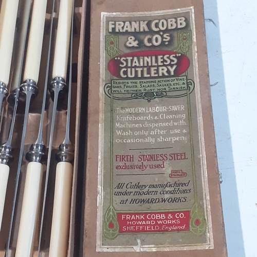 227 - Vintage stainless cutlery set of 6 butter knives. Frank Cobb and co. Original box and knives in very... 