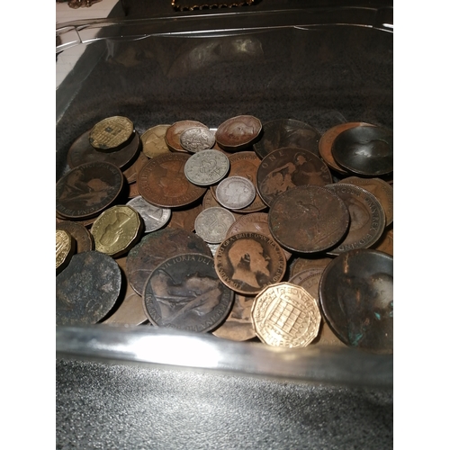 33A - Tub of mixed English coinage (silver noted)