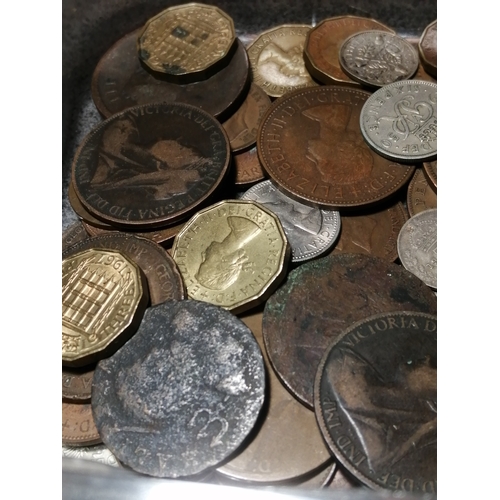 33A - Tub of mixed English coinage (silver noted)