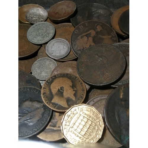 33A - Tub of mixed English coinage (silver noted)