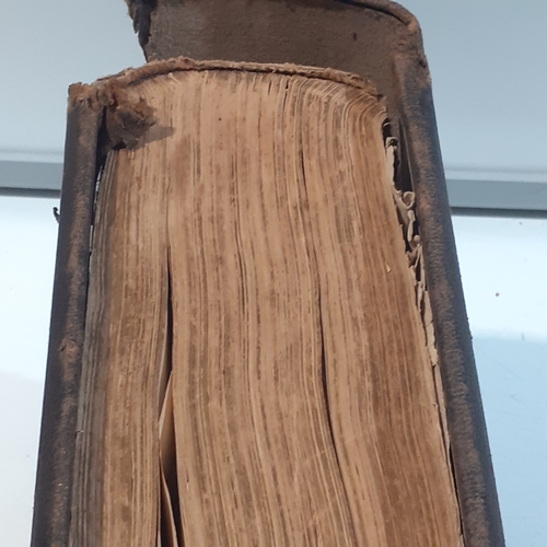 247 - Large 1800s Bible. Rev John Brown. Needs attention but all pages present