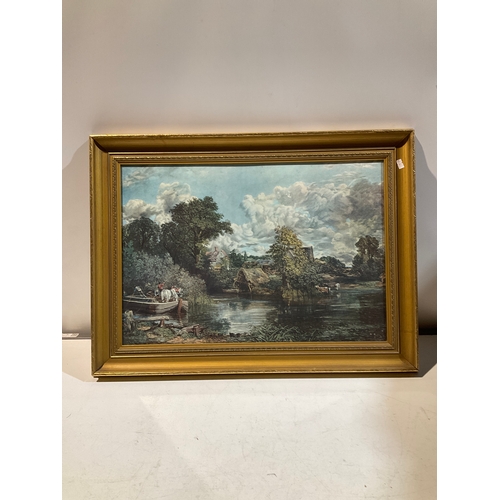 296 - Large gold framed print John constable The White Horse  size 30.5” x 23”