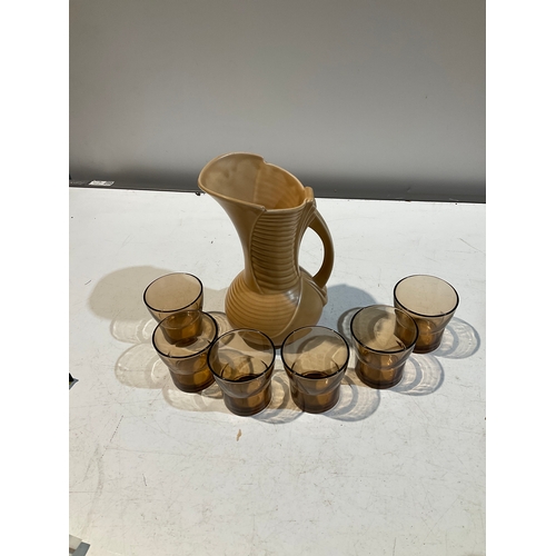 300 - Large Sylvac jug and 6 glasses