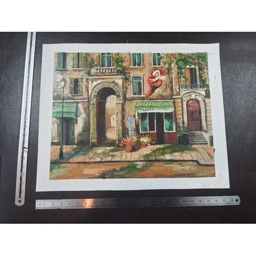 332 - 2 abstract oil paintings  of Parisian scenes