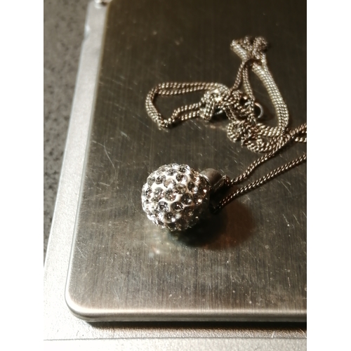 26A - Silver necklace with glitter ball pendant 2.03 grams