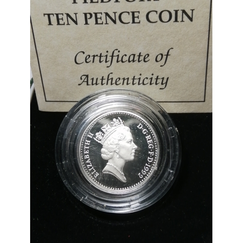 32A - 1992 silver proof piedfort 10p coin