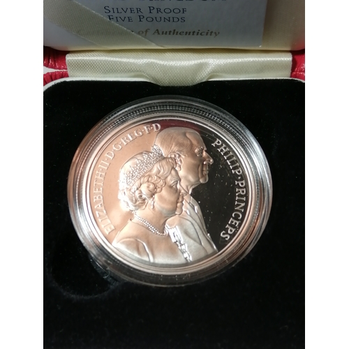 34A - 1997 silver proof 5 pounds coin (Golden Wedding)