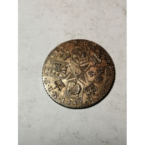 37A - 1787 George III shilling (with hearts) in extremely fine condition