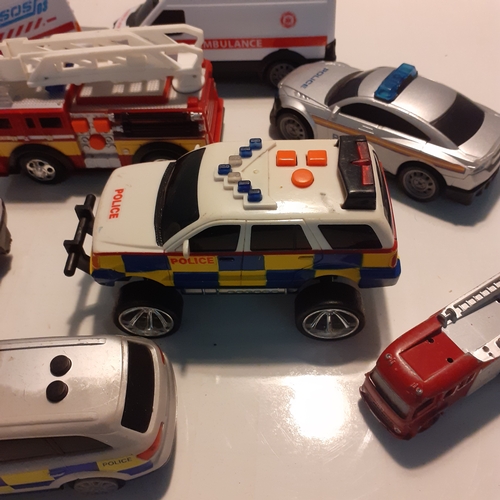 1 - A quantity of cars mainly emergency services, police, fire and ambulance vehicles.