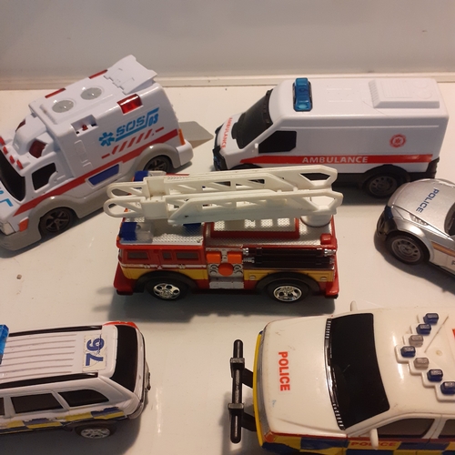 1 - A quantity of cars mainly emergency services, police, fire and ambulance vehicles.