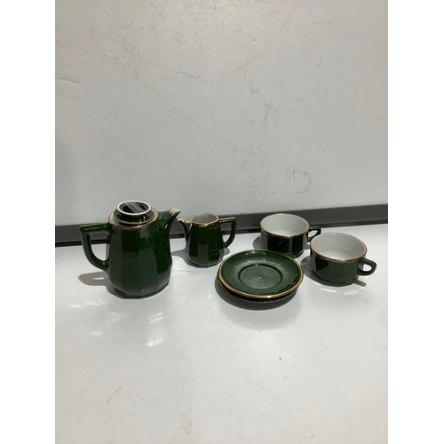 23 - Apilco green & gold tea for two set