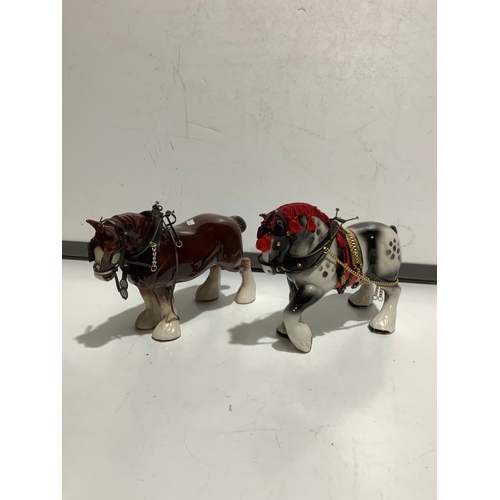 42 - Two large shire horses - approx 30cm long