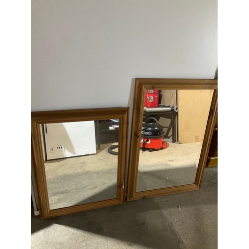 571 - Pair of pine surround mirrors - tallest is 90x60cm