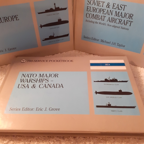 9 - Tri service books x 3. NATO major warships plus Eastern Europe major combat aircraft. Good condition... 