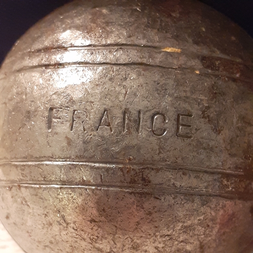 6 - Three vintage steel french boules with Jack. Some age related marks but good for purpose