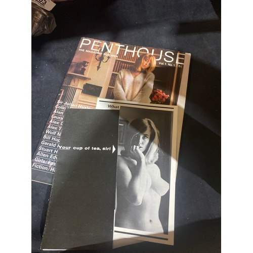 64 - Penthouse Vol 1 No 1 with original inserts & posters - alongside 3x Naturists 1959 adult magazines