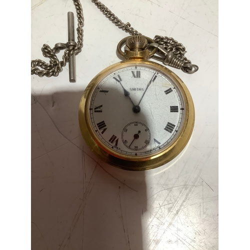 100 - Vintage Smiths pocket watch with inscription inside saying ‘Ceylon 1944 3 Rupee’